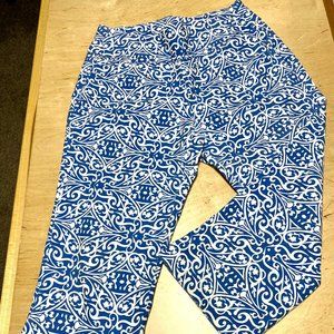 Lulu B cropped pants, blue/white, size 4